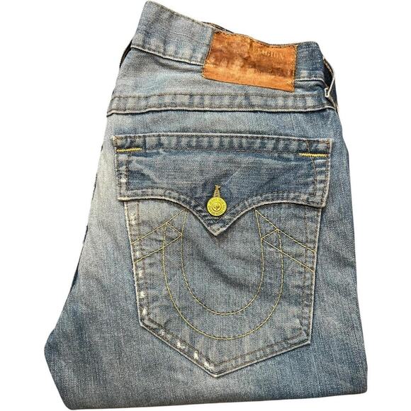 True Religion Y2K Distressed Flap Pocket Bootcut Jeans - Picture 1 of 7